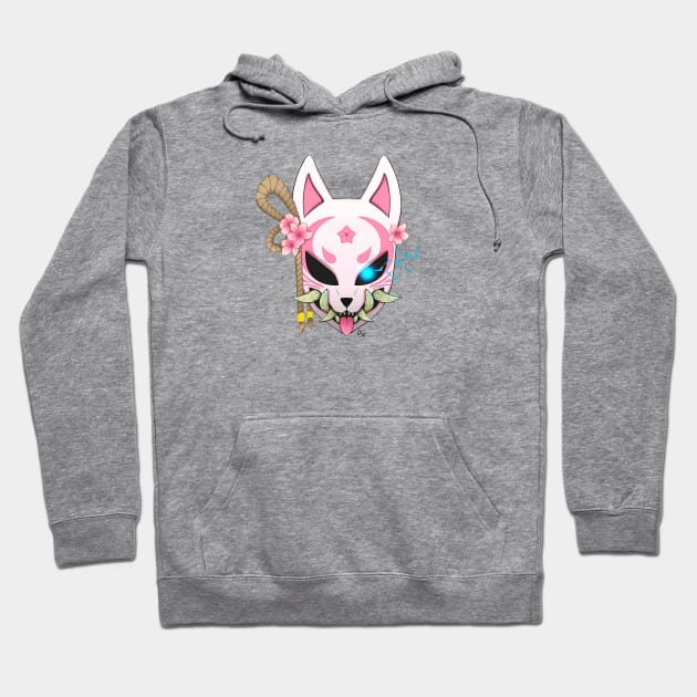 Oni Kitsune Fox Mask Hoodie by HanakoFox